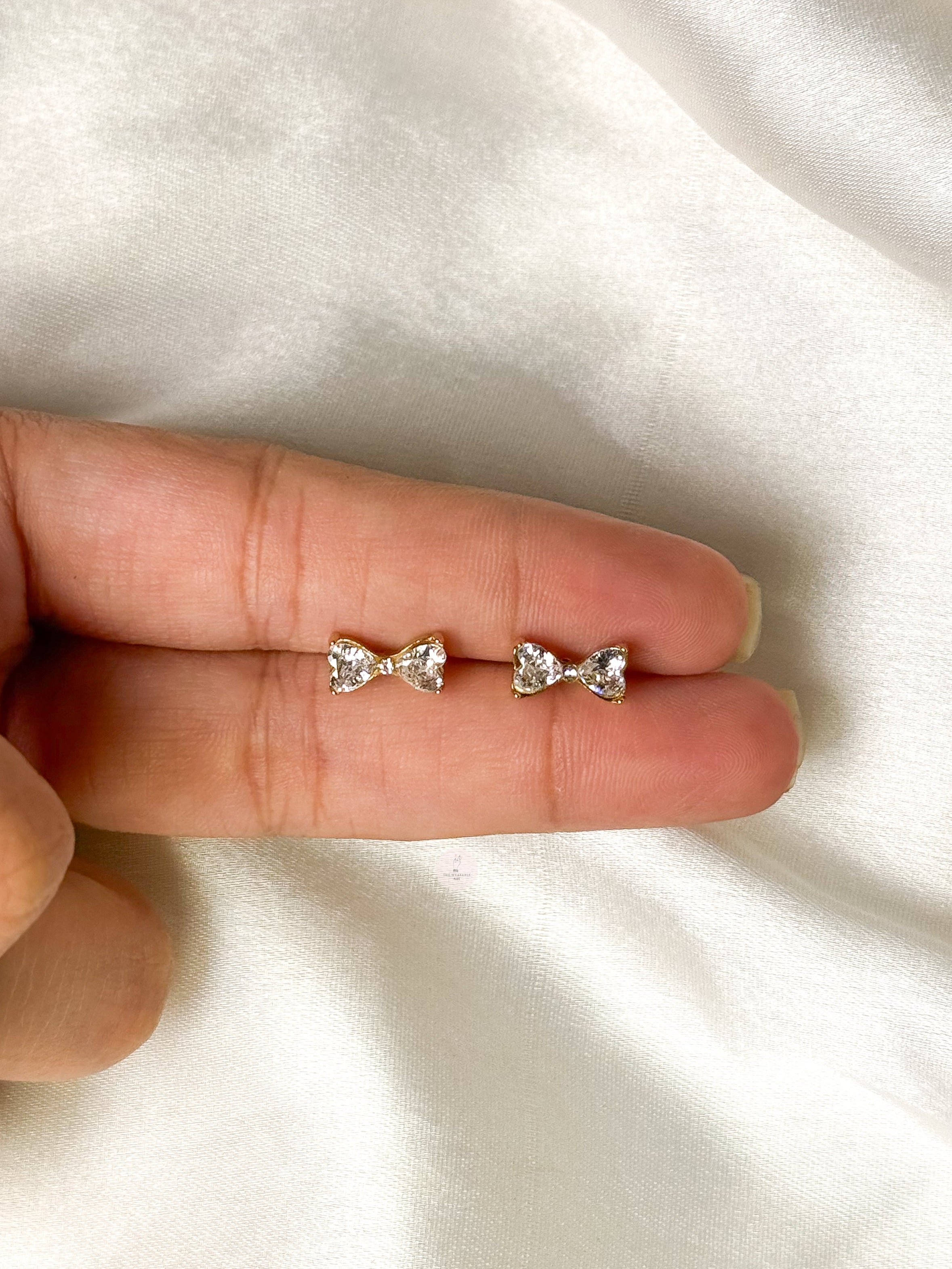Bow Diamond Ball Back Studs