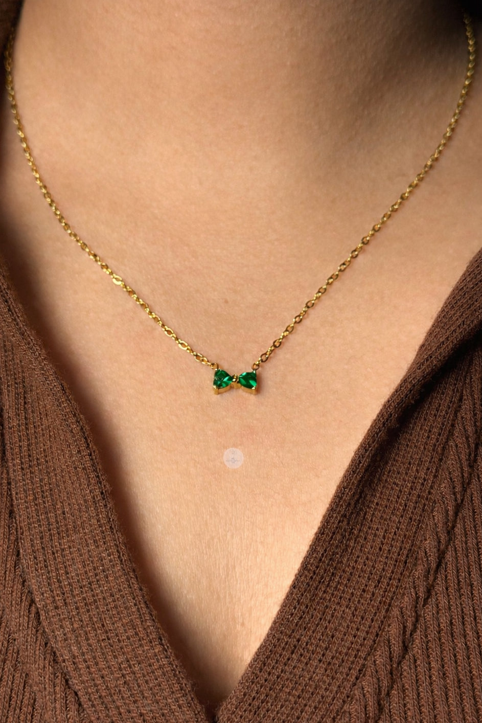 Emerald Bow Necklace