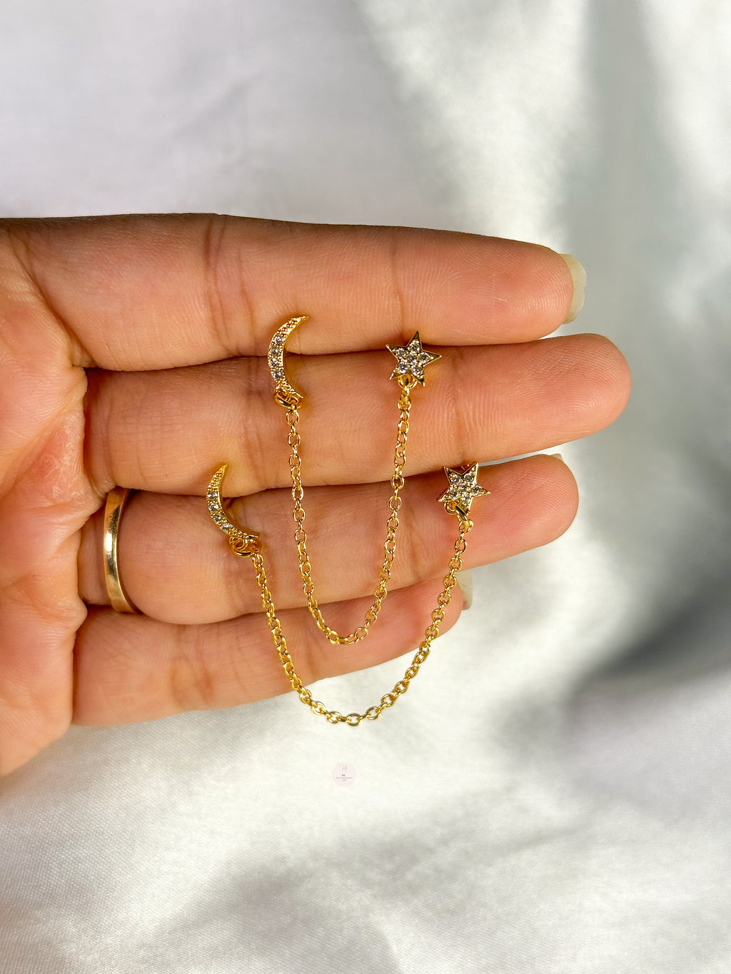 Star Moon Chain Earrings
