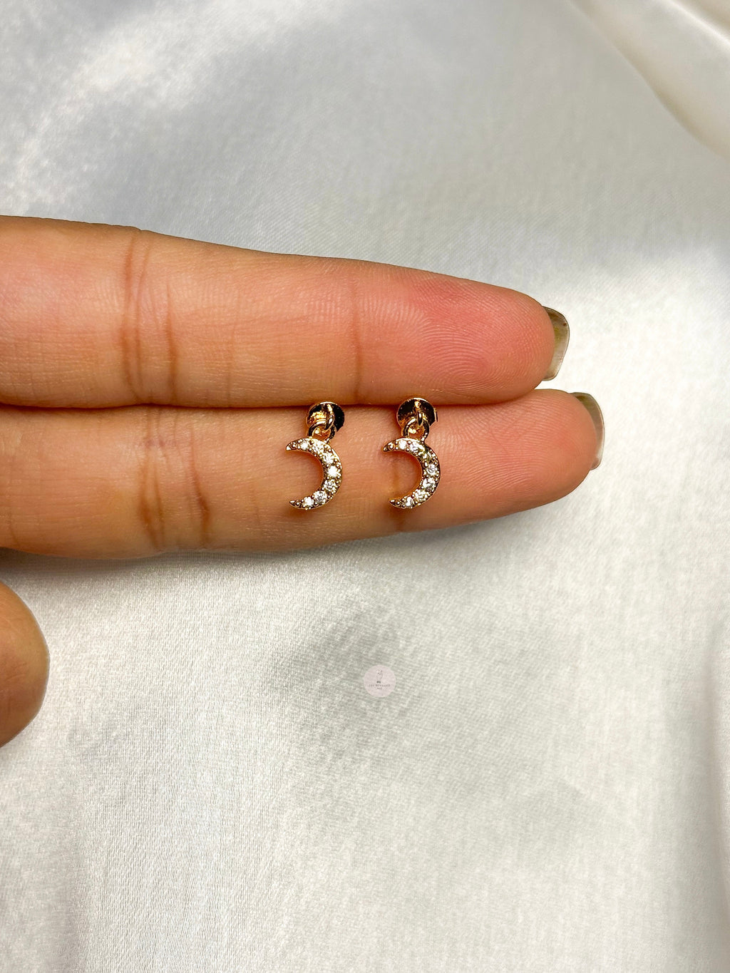 Crescent Moon drop studs