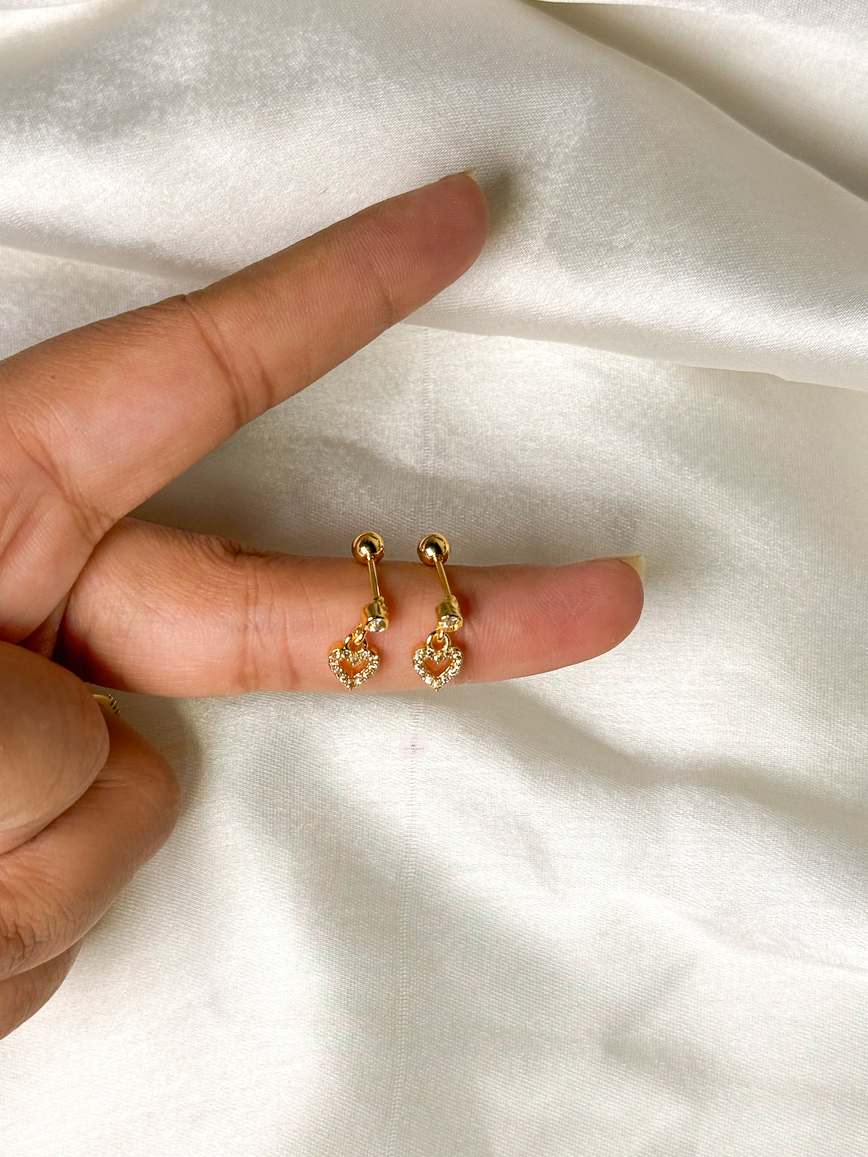 Cute Heart Ball Back Studs