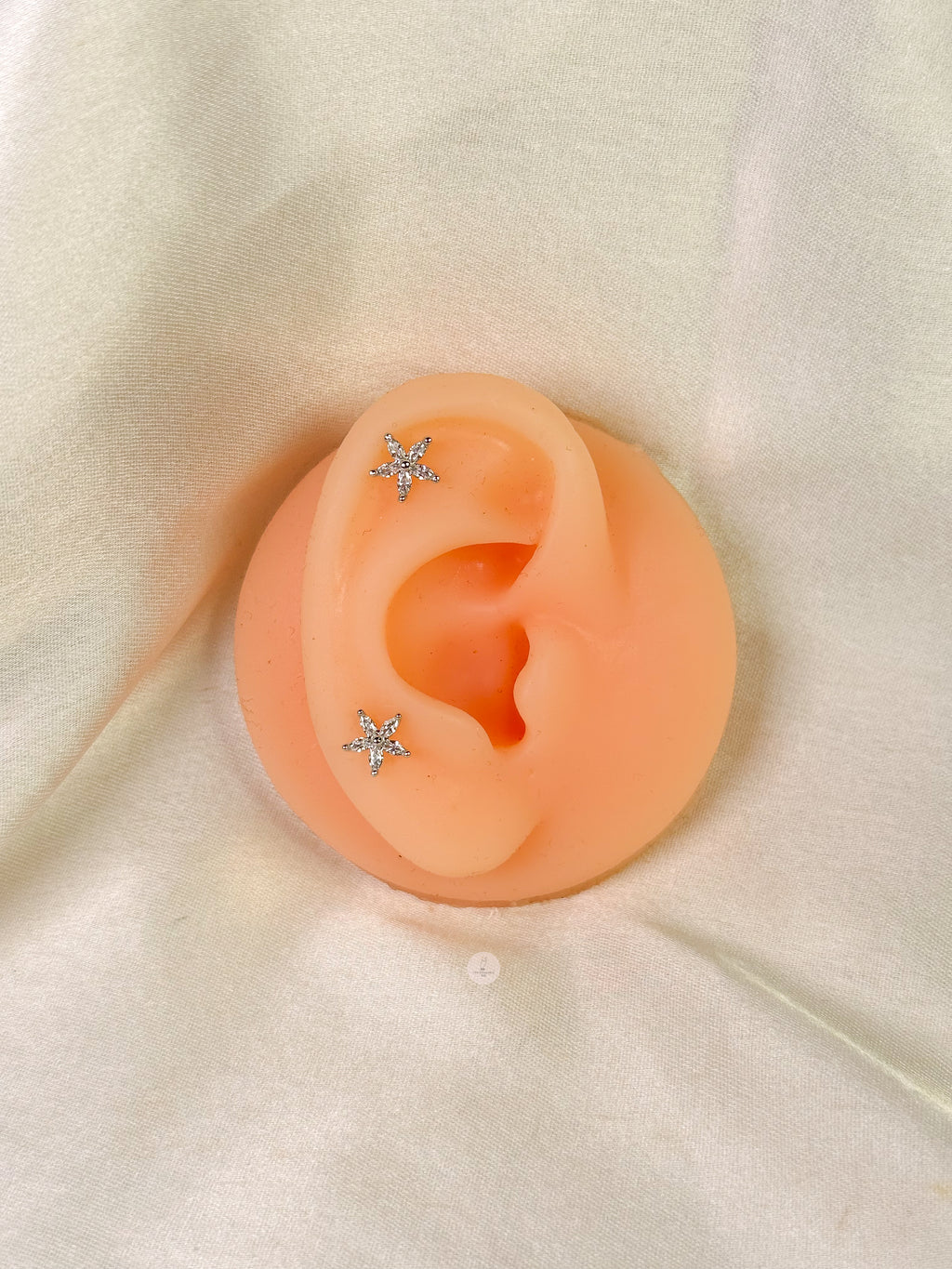 Floral Silver Ball Back Studs