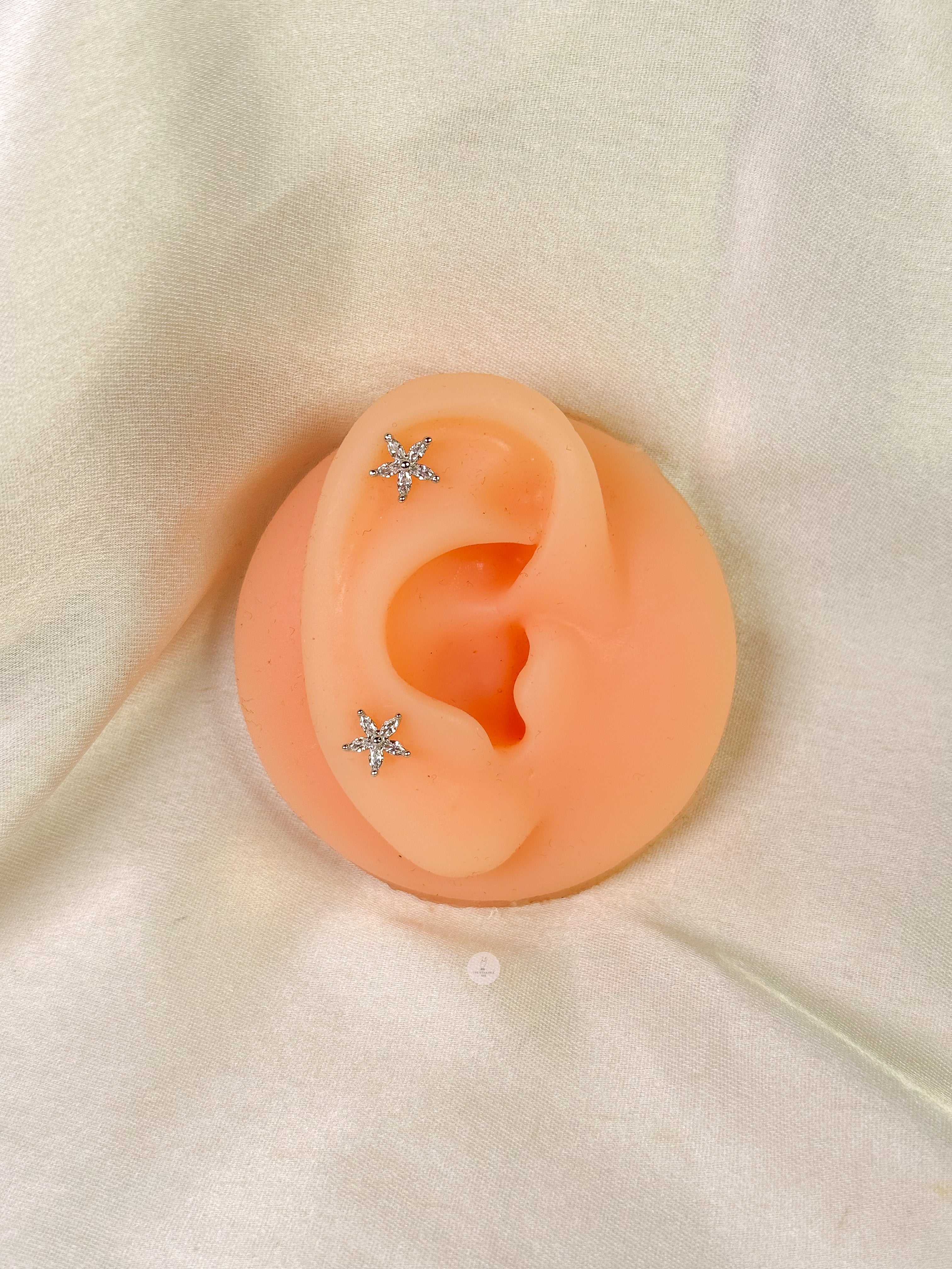 Floral Silver Ball Back Studs