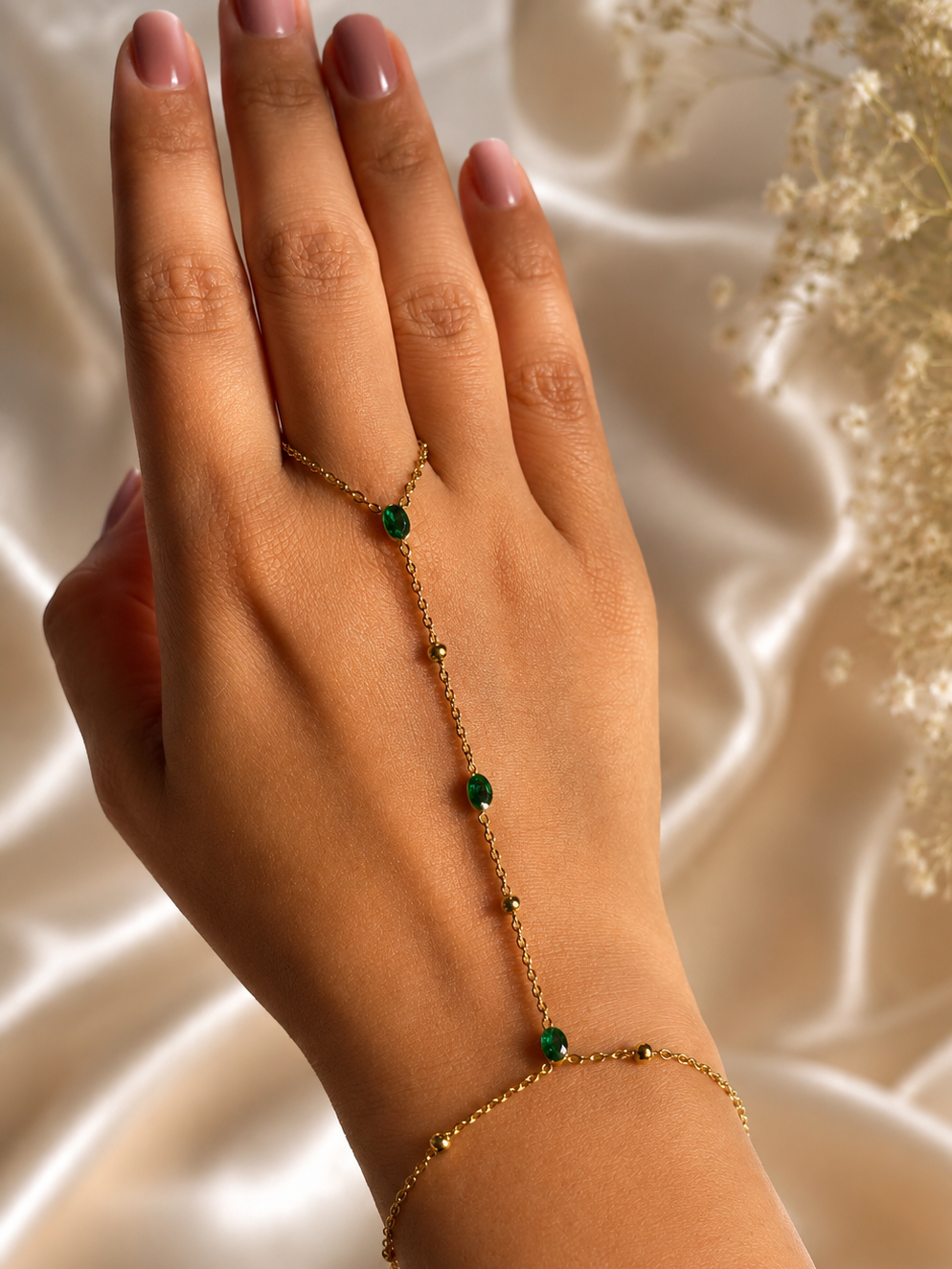 Emerald Hand Chain