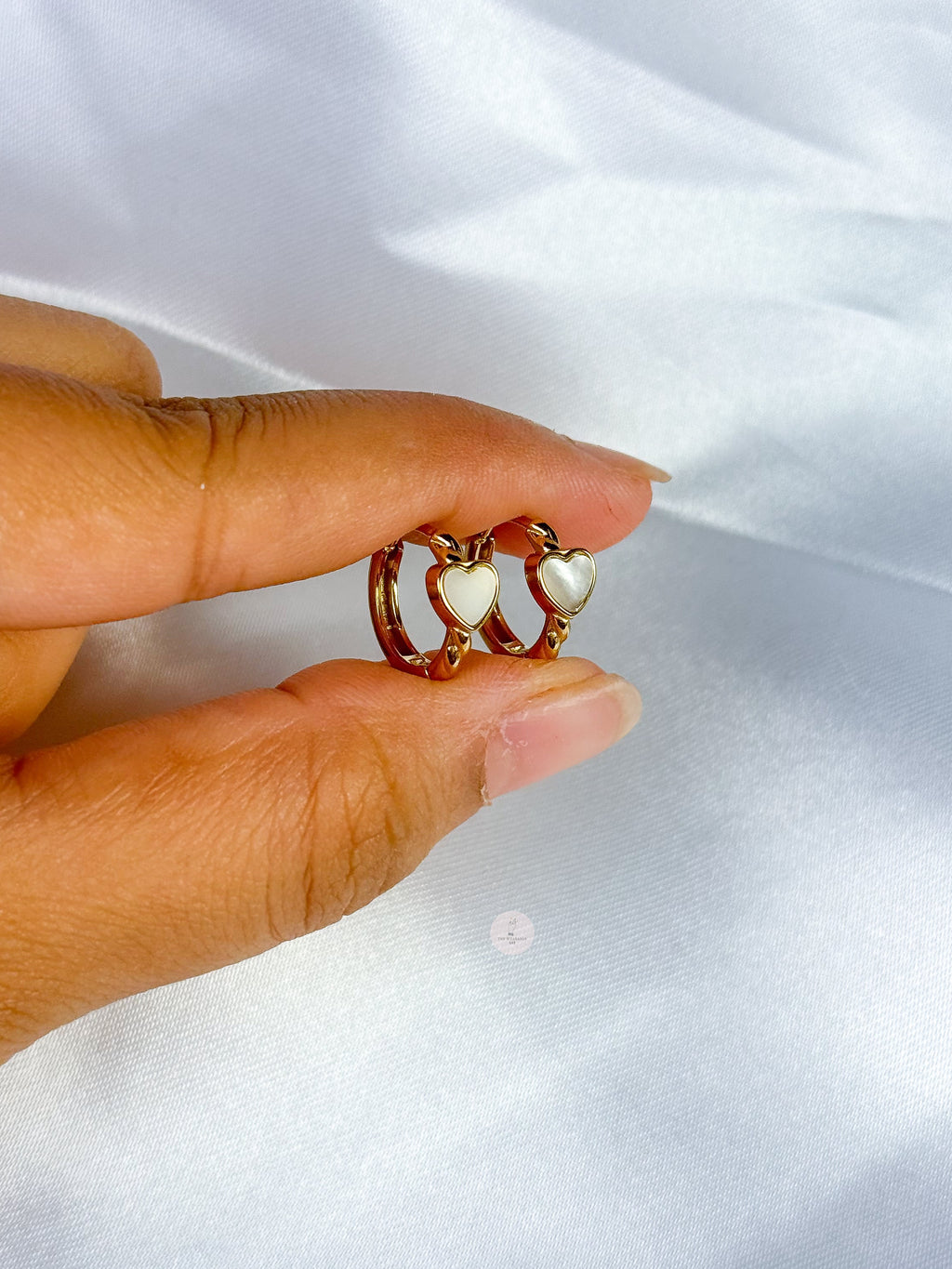 Ivory Heart Mini Hoops