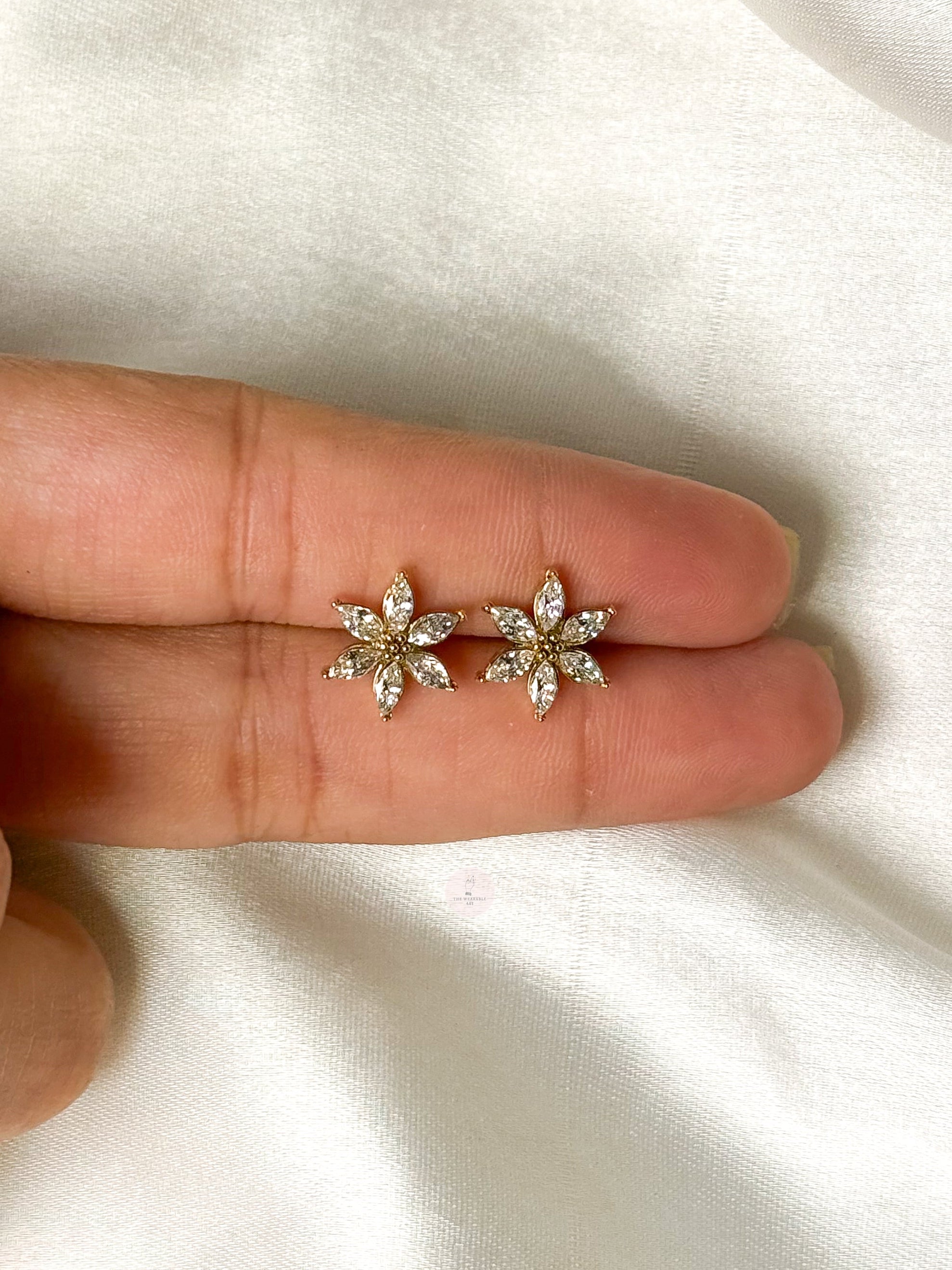 Floral Diamond Ball Back Studs