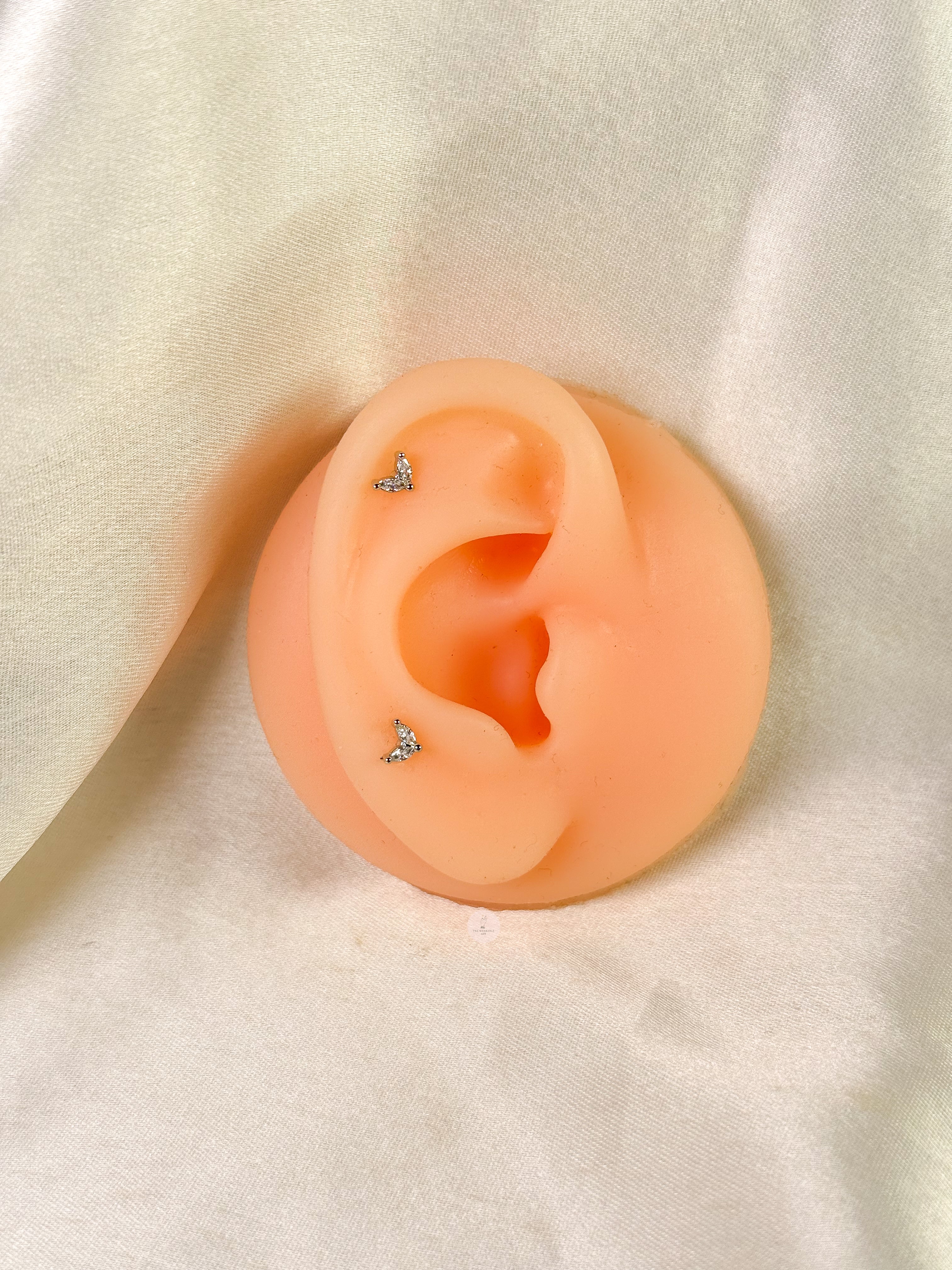 Mini Petal Silver Ball Back Studs