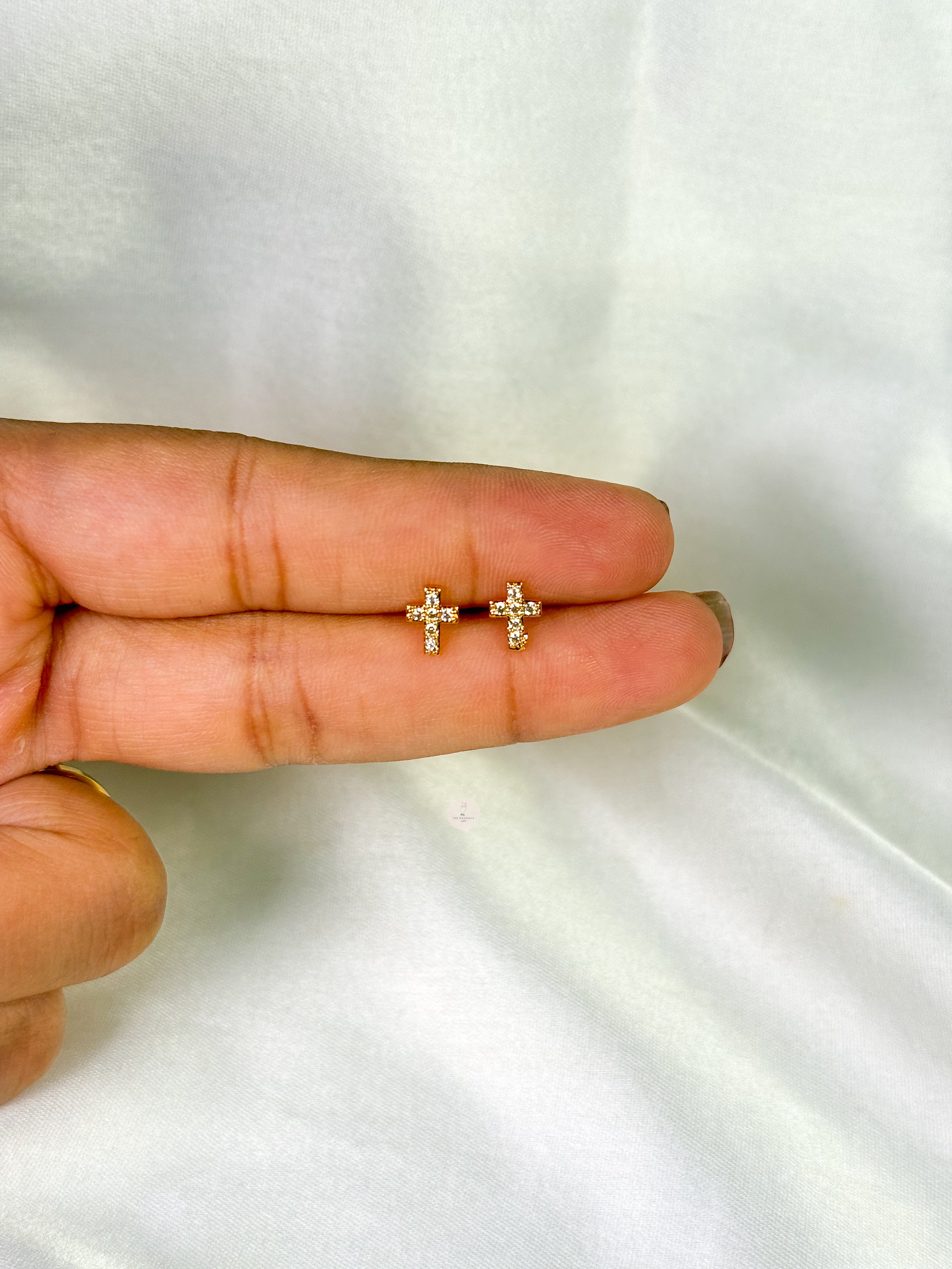 Cross Gold Ball Back Studs