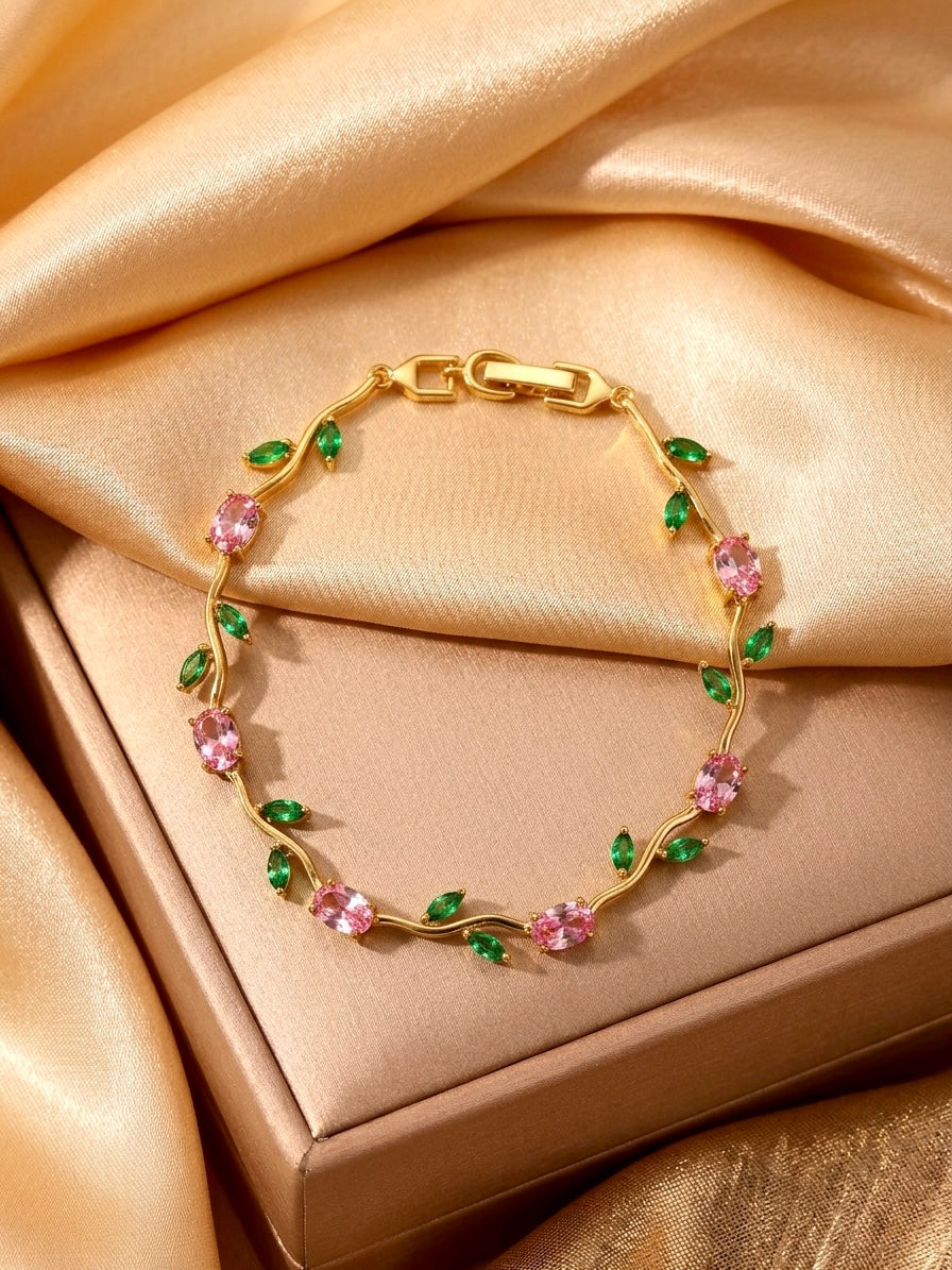 Pink Green Tulip Bracelet