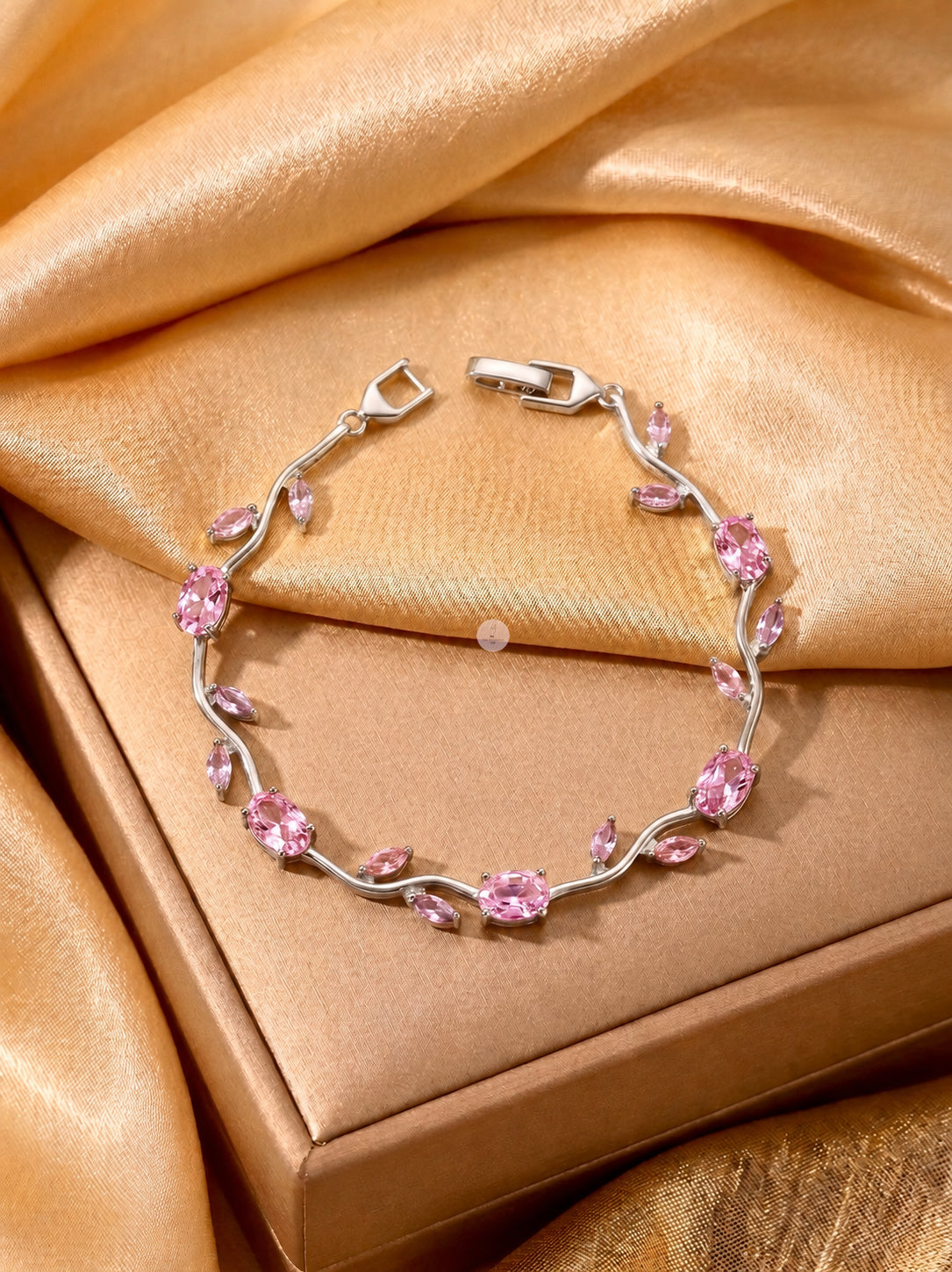 Silver Blush Pink Tulip Bracelet