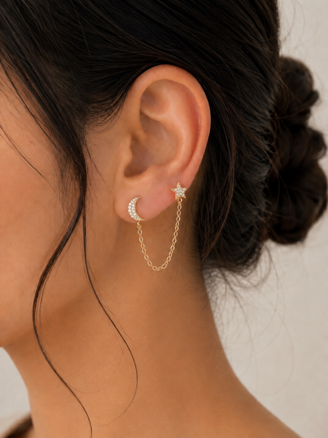 Star Moon Chain Earrings
