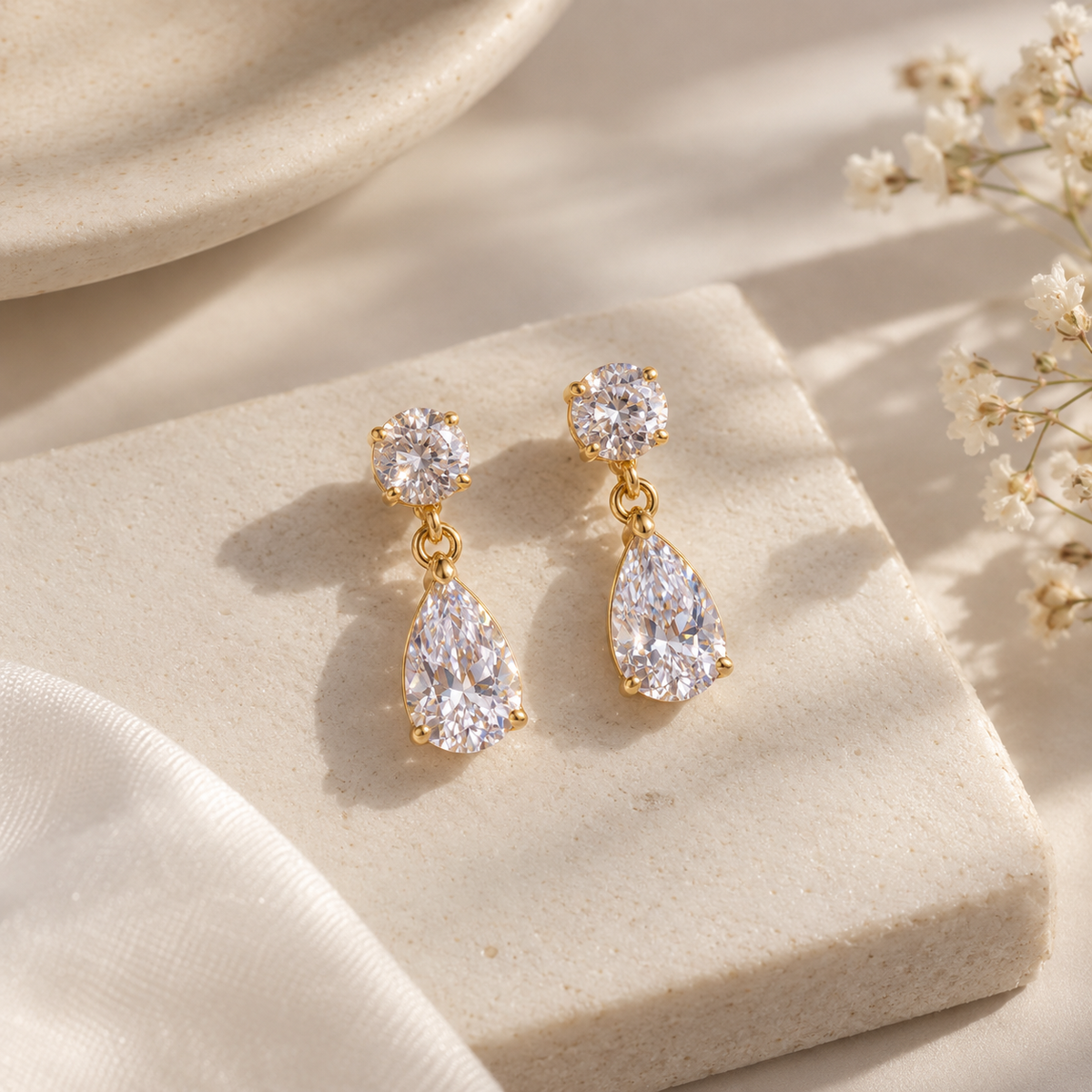 Diamond Tear Drop Earring