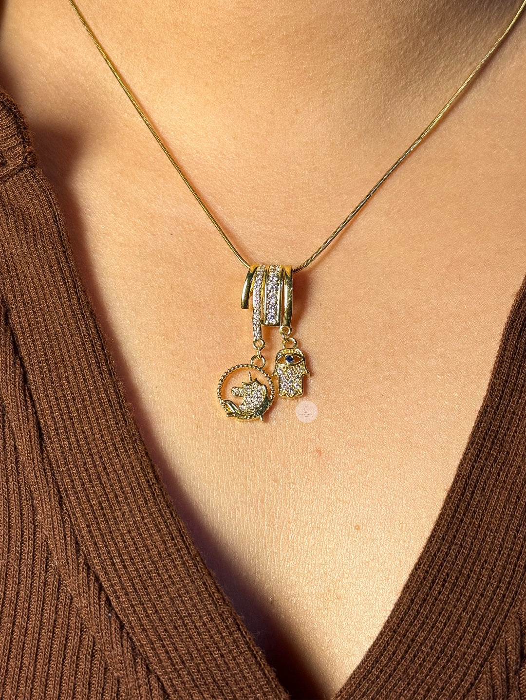Hamsa Drop Charm Necklace