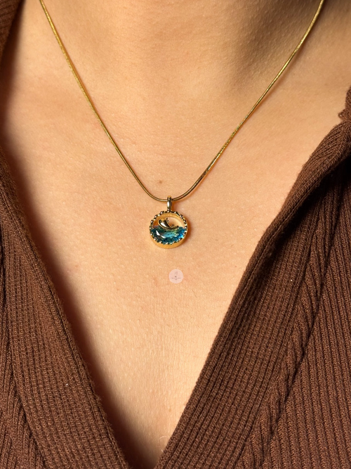 Blue Crystal Whale Necklace