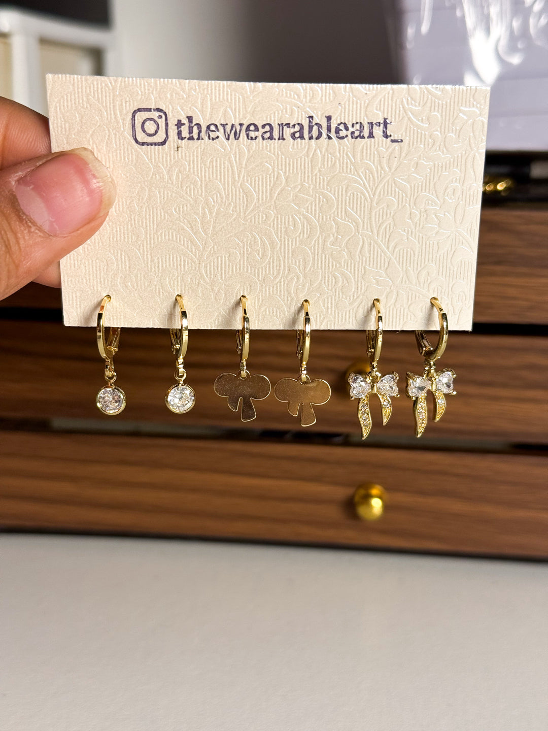 Diamond Bow Stack Earrings