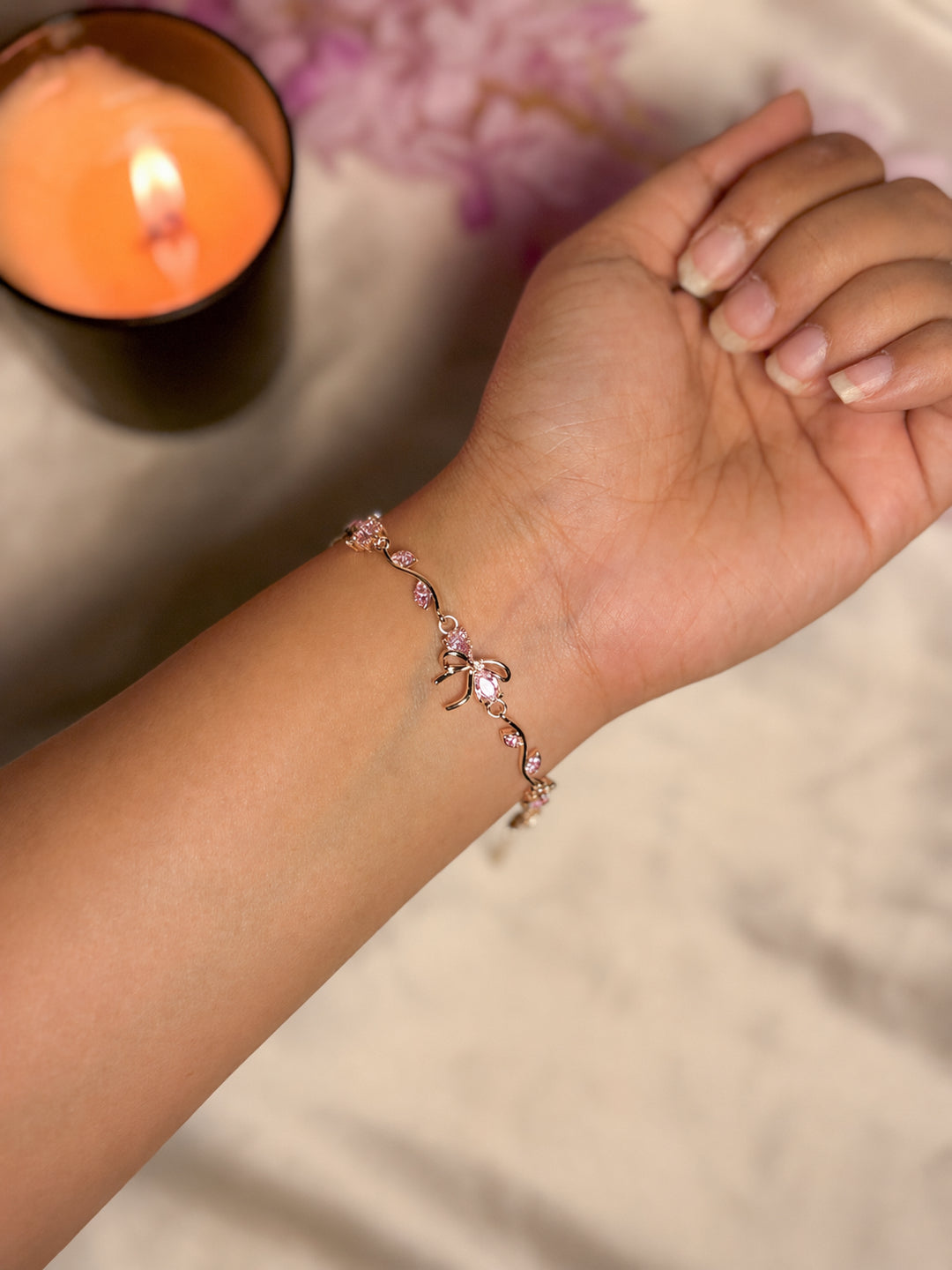 Pink Bow Charm Bracelet